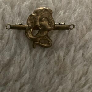 Vintage Gold Brooch with Woman's Face
